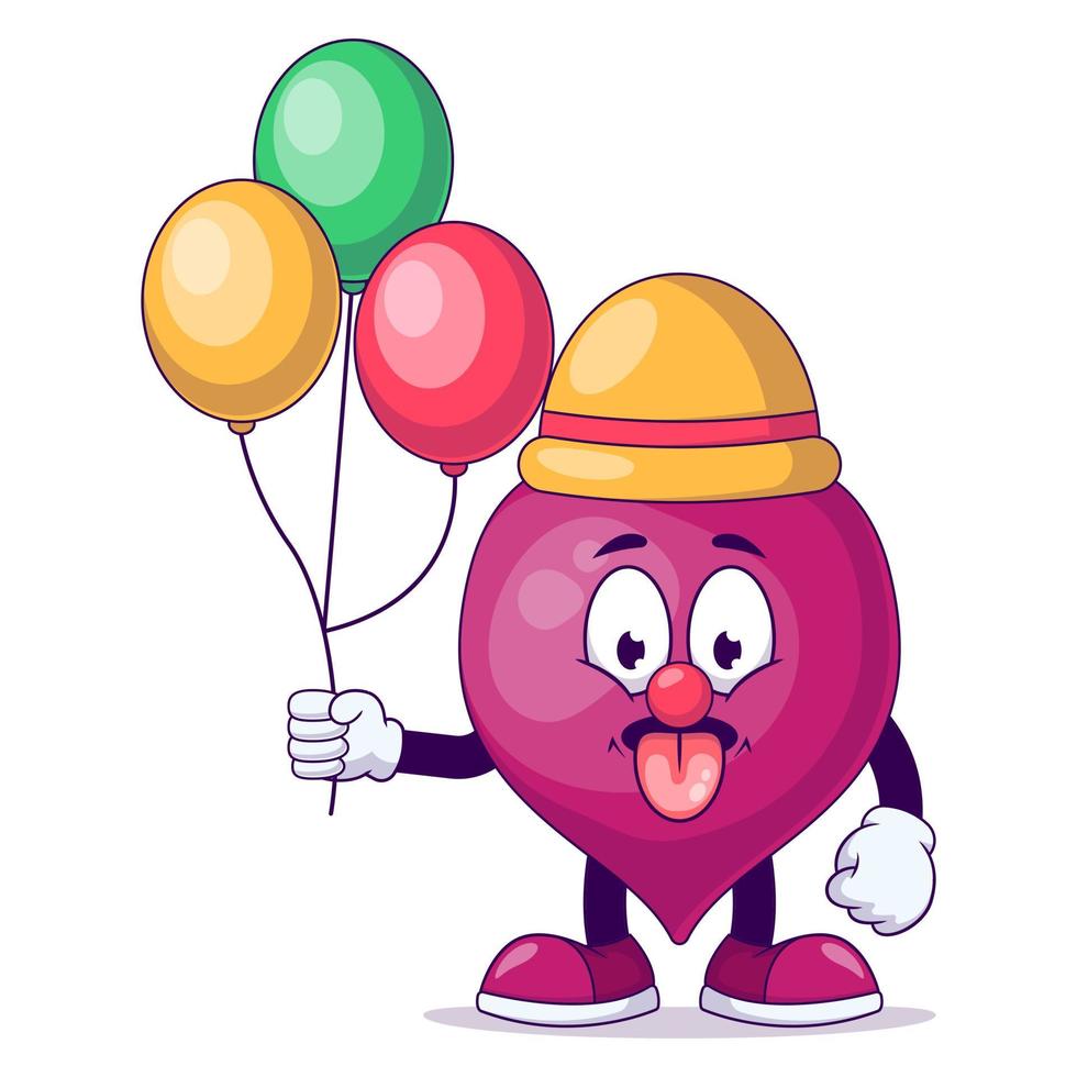 Clown beetroot cartoon mascot character vector