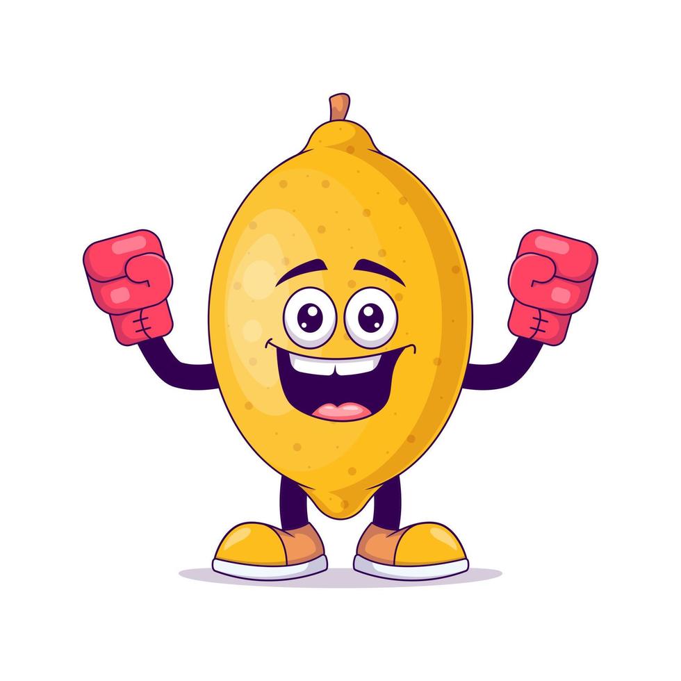 vector de personaje de mascota de dibujos animados de limón de boxeo