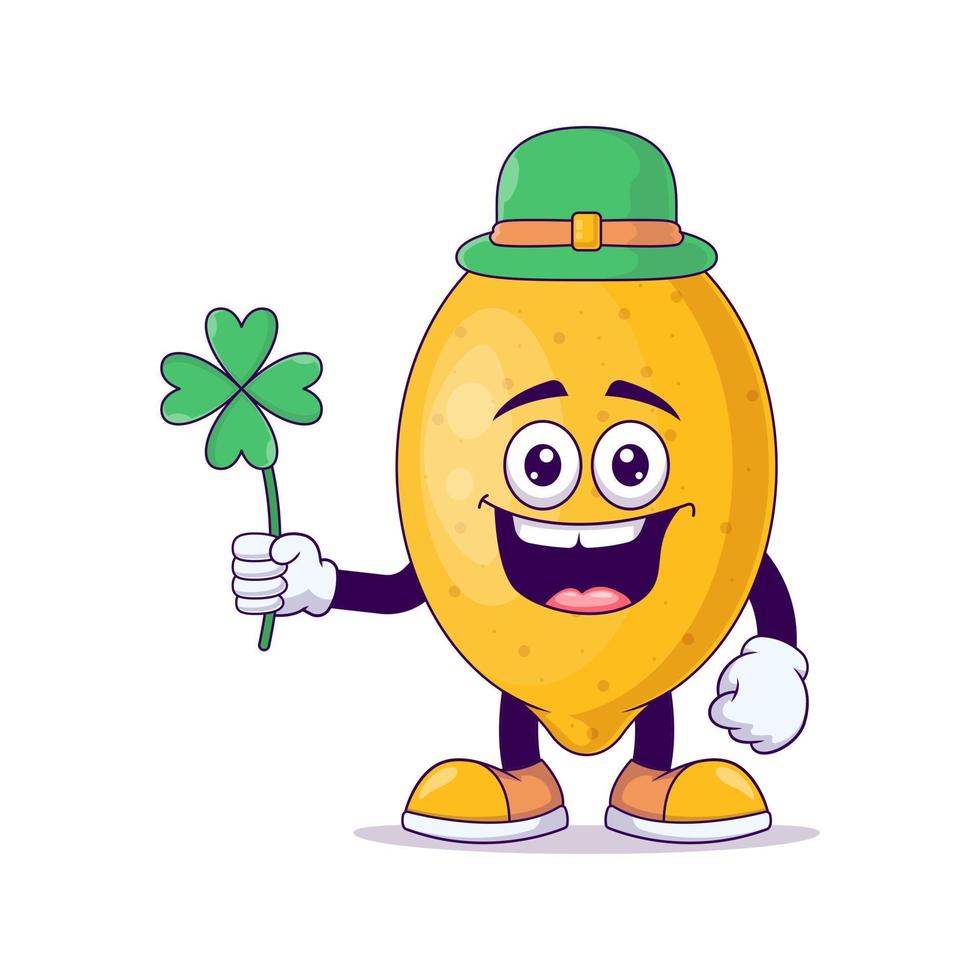 Leprechaun lemon cartoon mascot character vector