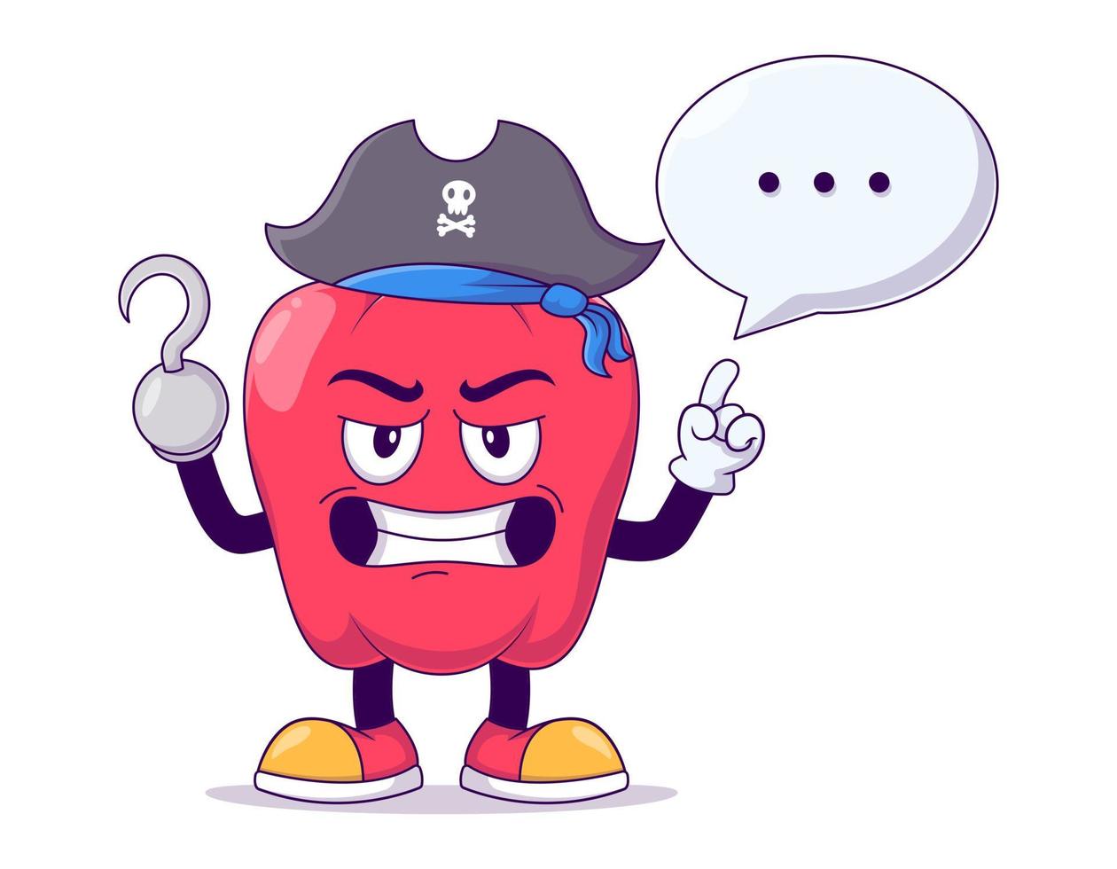 personaje de mascota de dibujos animados de pimiento rojo pirata vector