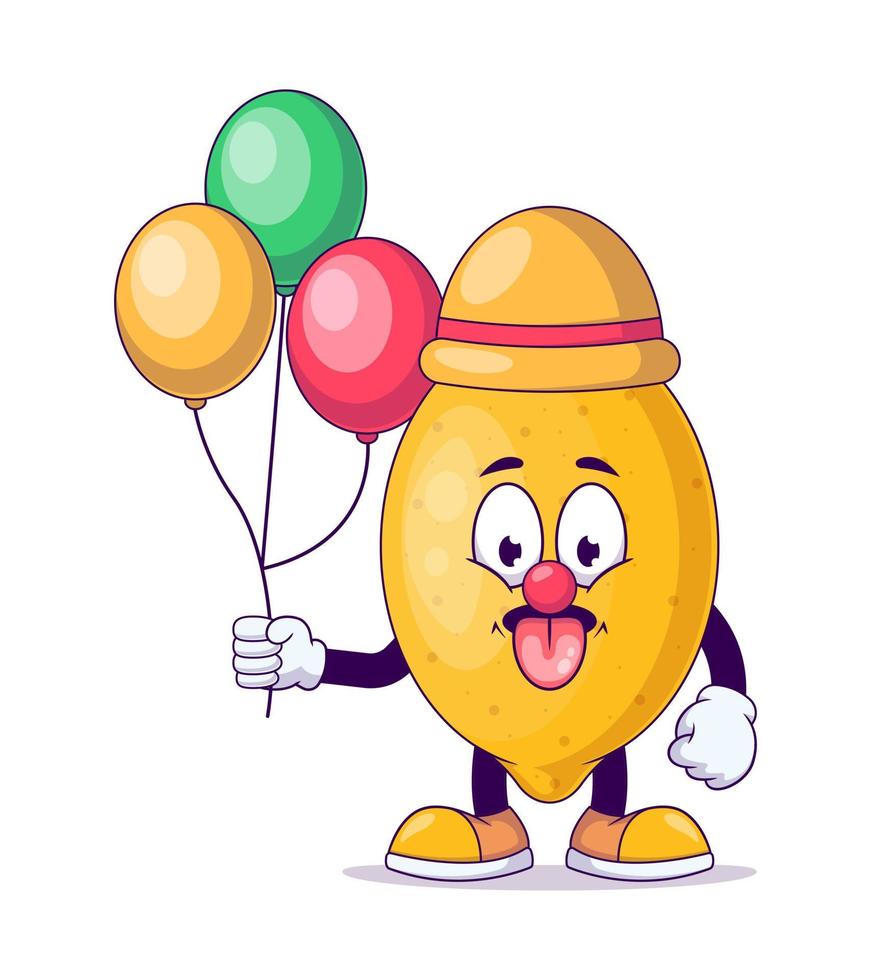 Clown lemon cartoon mascot character vector