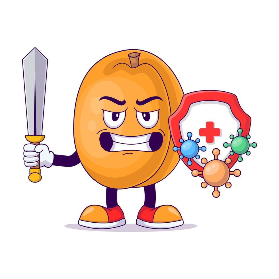 Fight with virus peach cartoon mascot character vector