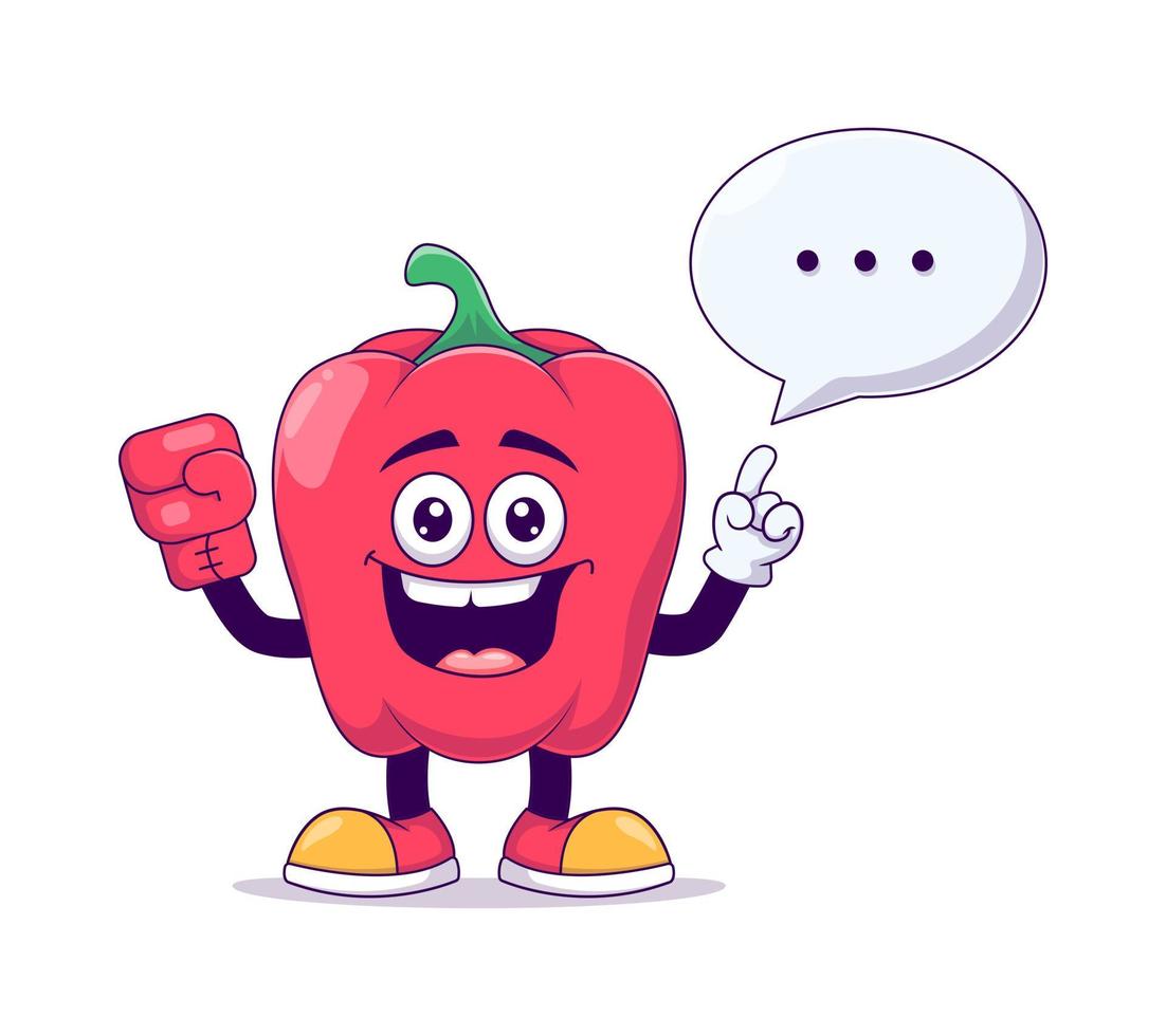 Boxing red bell pepper cartoon mascot character vector