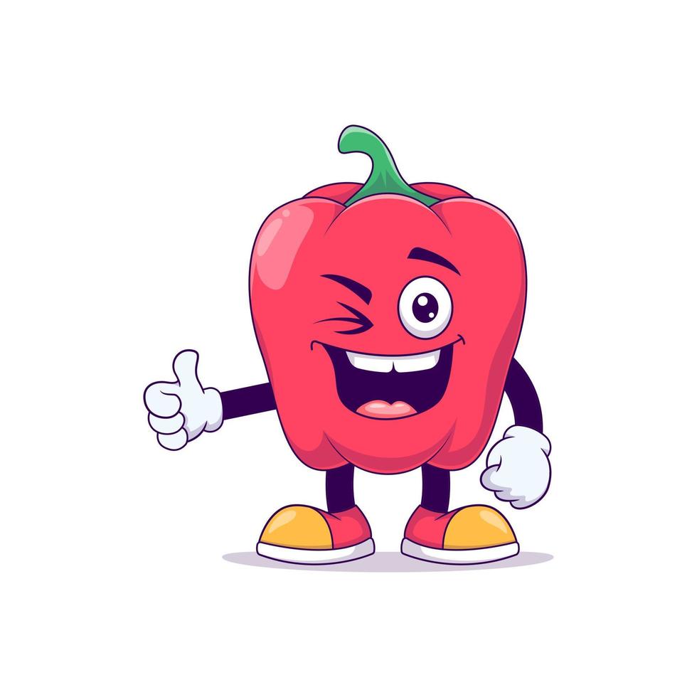 smiling face with wink eye blink bell pepper cartoon vector