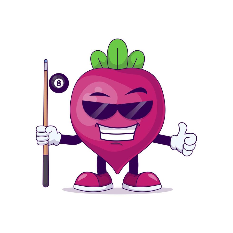 beetroot playing billiard cartoon mascot character vector