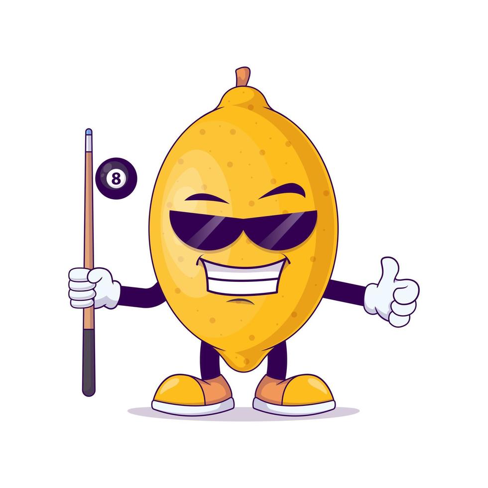 lemon playing billiard cartoon mascot character vector