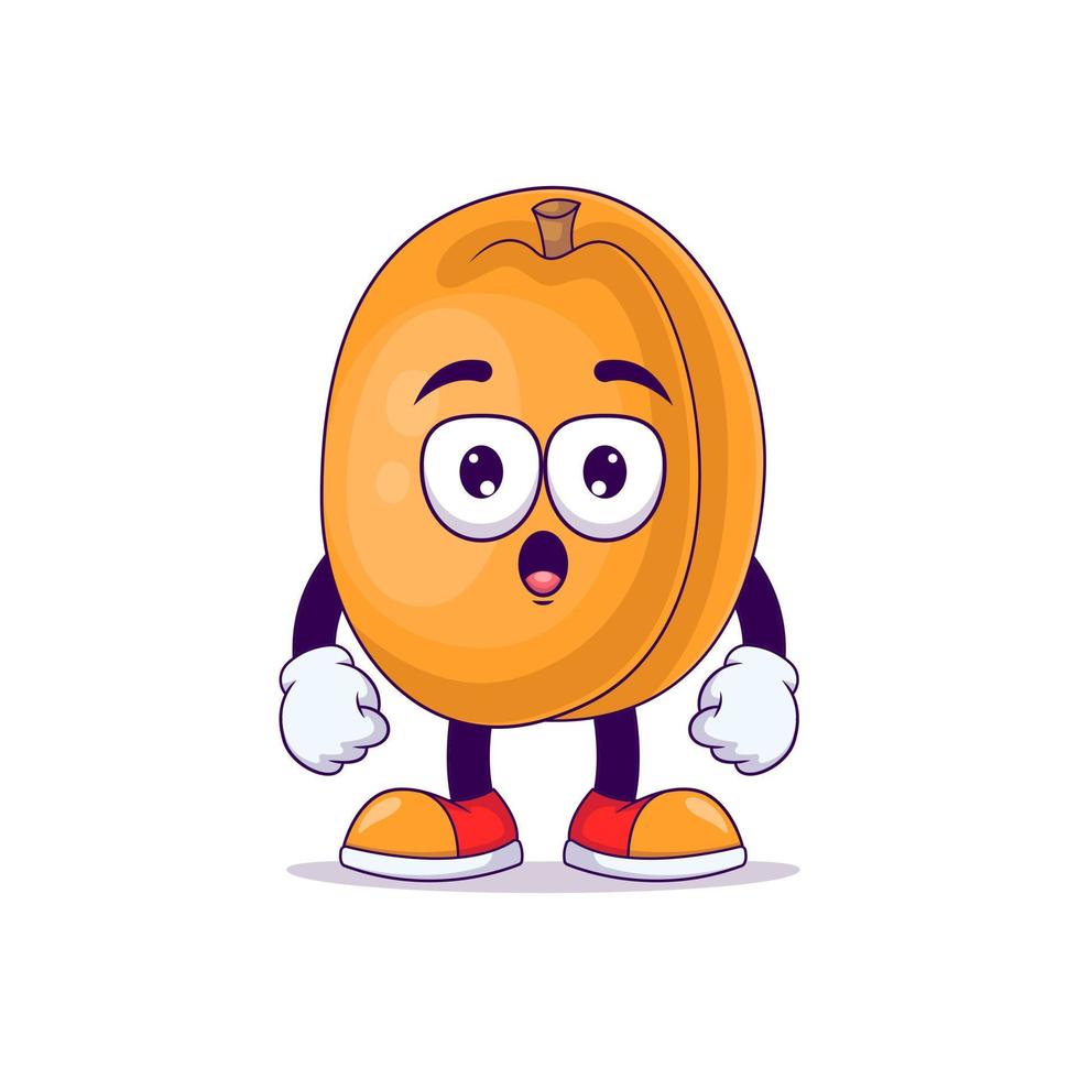 peach cartoon mascot showing surprised expression vector