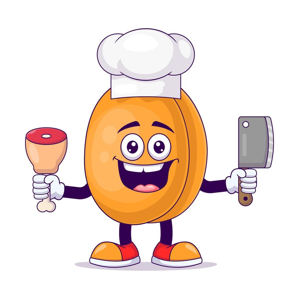 Butcher peach cartoon mascot character vector