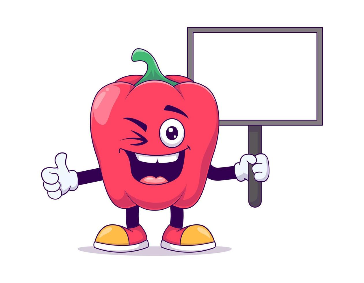 cara sonriente con guiño ojo parpadeo dibujos animados de pimiento vector