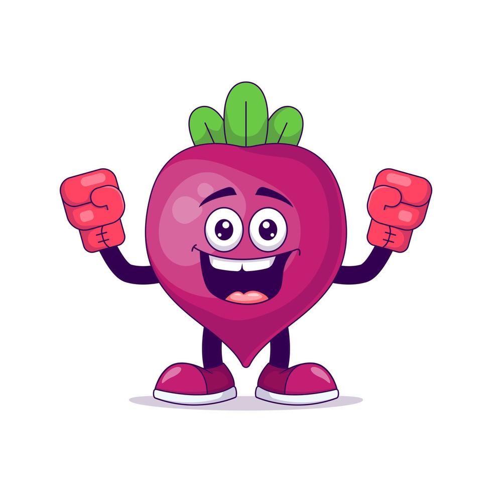 Boxing beetroot cartoon mascot character vector