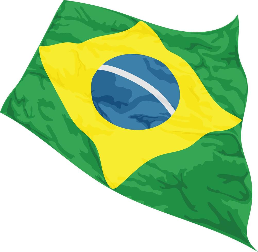 ilustración vectorial de la bandera de brasil meciéndose en el viento vector