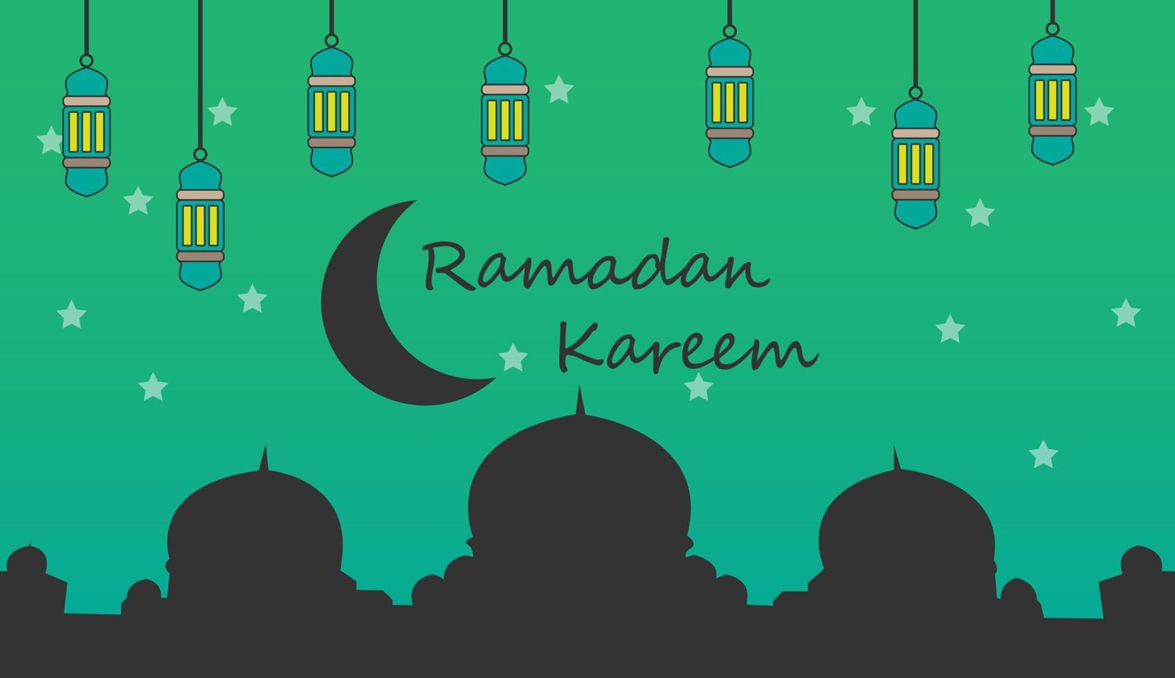 Ramadan kareem banner background template with green color. Vector illustration