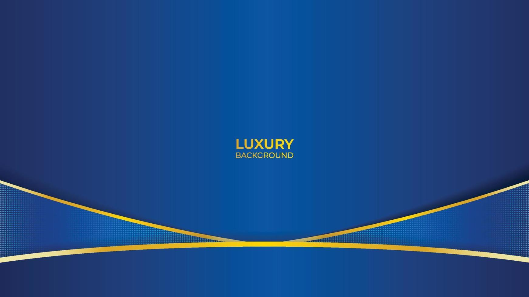 abstract wavy luxury blue background with gold lines. Luxury style graphic elements. Space for your text. Vector illustration