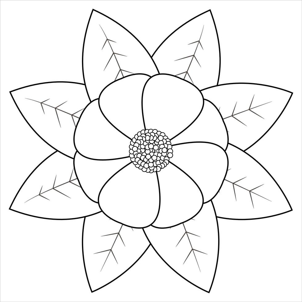 Libro para colorear de flores de magnolia. ilustración vectorial vector