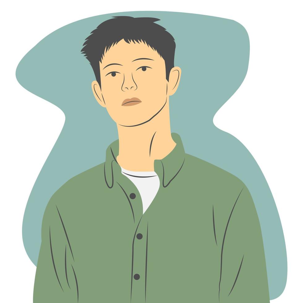 guapo personaje de hombre de negocios con camisa verde. ilustración vectorial de dibujos animados plana vector