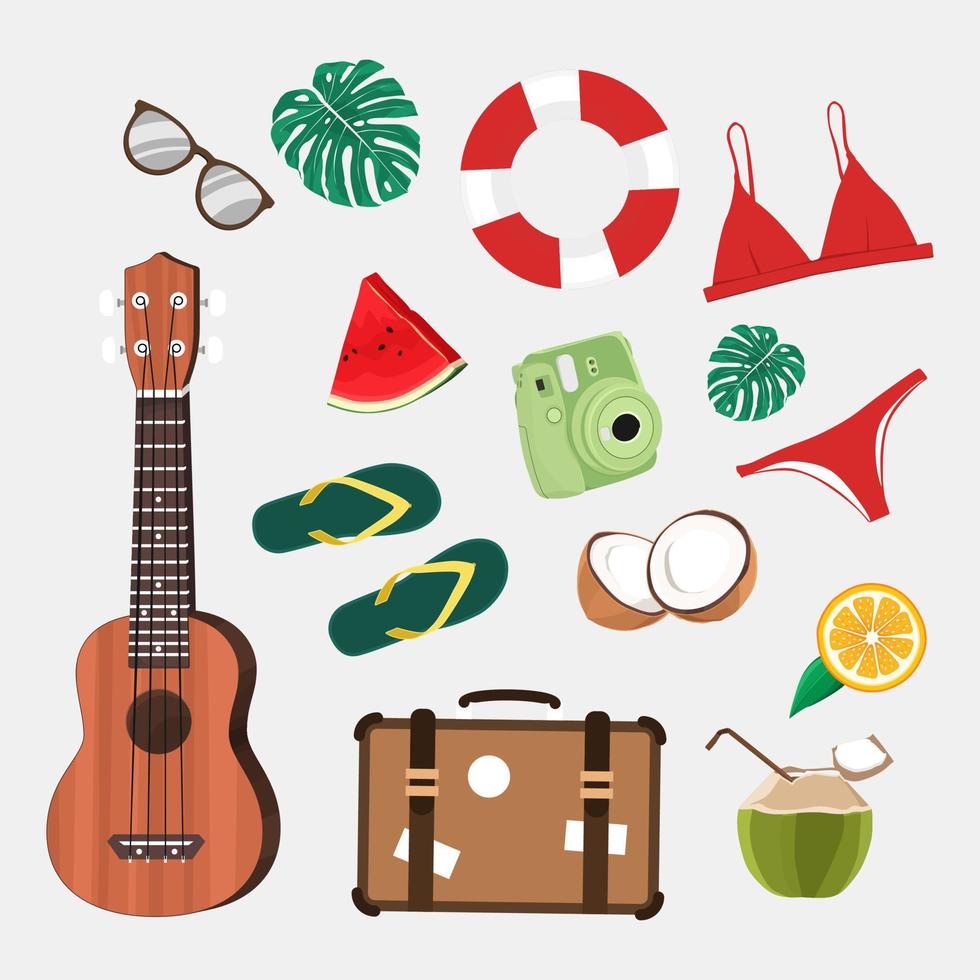 colección de cosas de vacaciones de verano vector