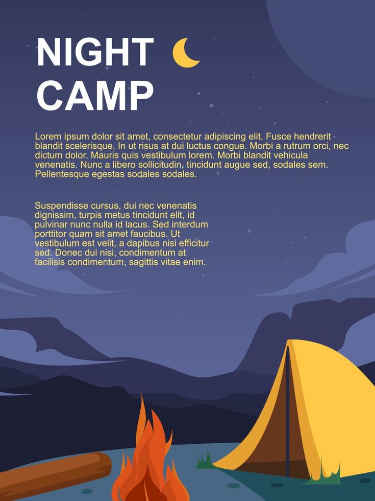 Adventure Night Camping  Scene vector