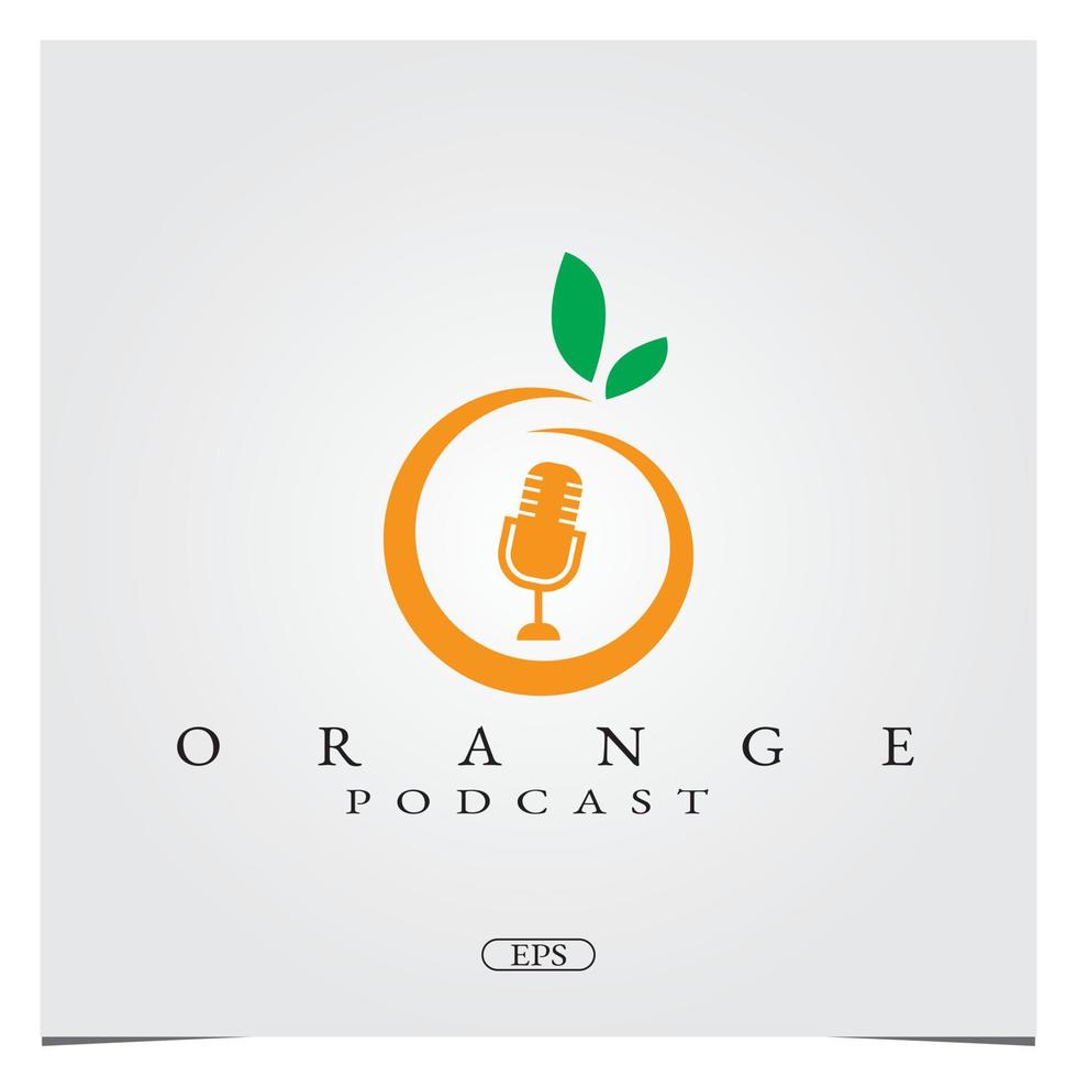 logotipo de diseño de logotipo de podcast naranja plantilla elegante premium vector eps 10