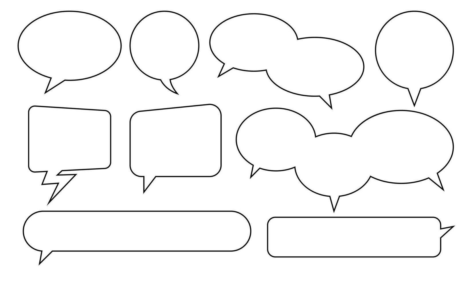 Outlined blank chat bubble set. Suitable for design element of communication label, information chat bubble, and text message balloon template. vector