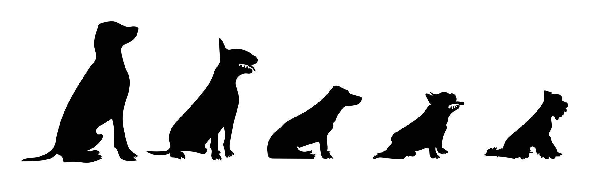 Vector silhouette of a dog on white background.