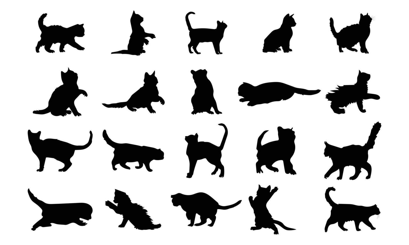 silueta vectorial de un gato sobre fondo blanco. vector