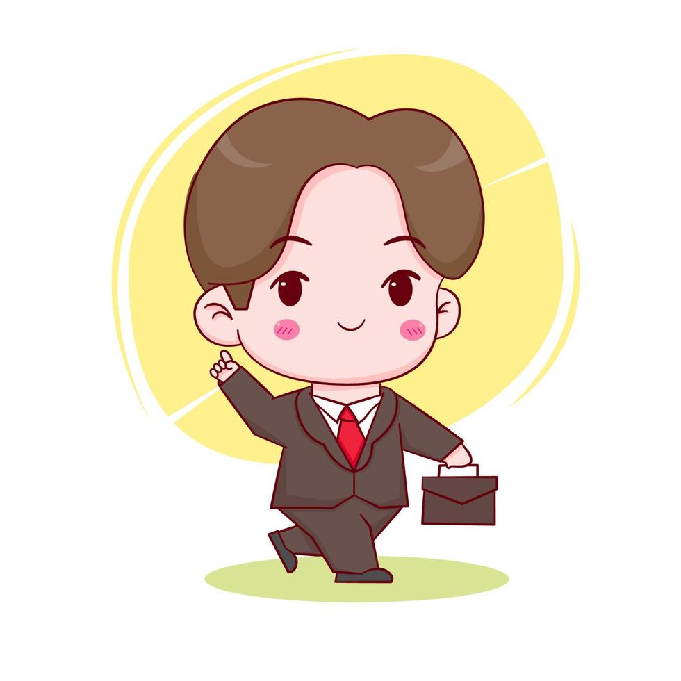 Cute cartoon character of businessman. Hand drawn style flat character isolated background vector