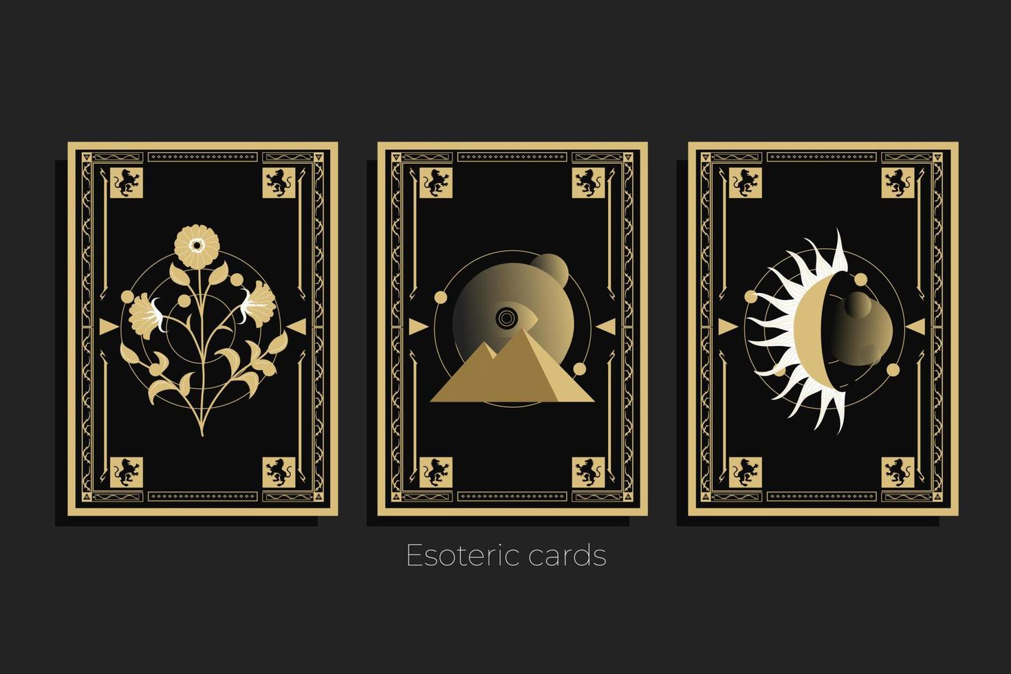 esoteric set of cards on dark flat background vector