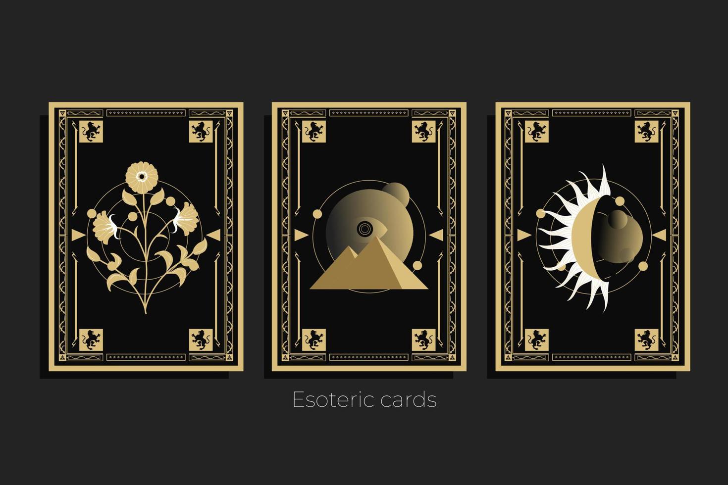 esoteric set of cards on dark flat background vector