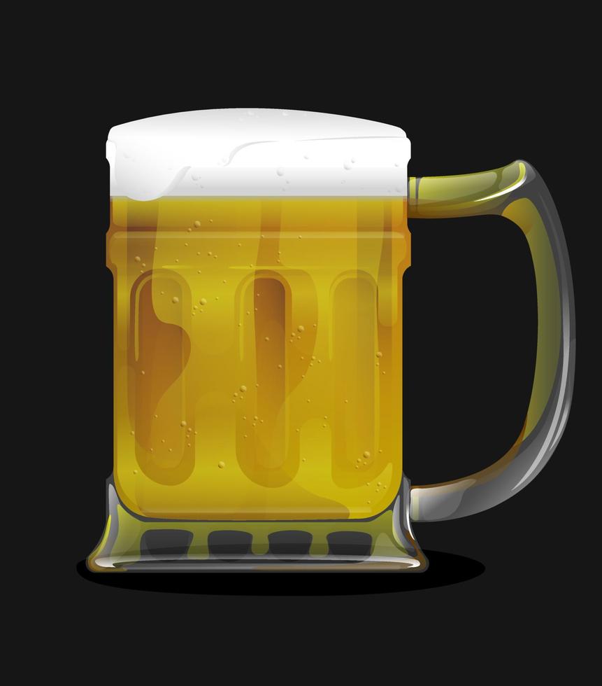 mug of cold beer on dark background vector illustration