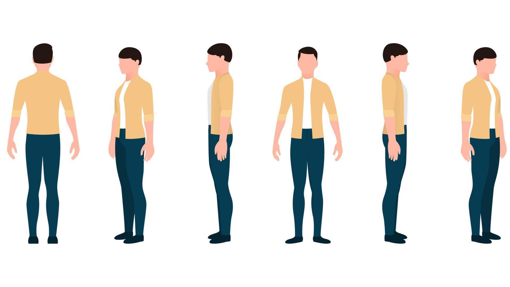 hombre con ropa informal, hombre con chaqueta, camiseta y pantalones, personaje de negocios, ilustración vectorial sobre fondo blanco. vector