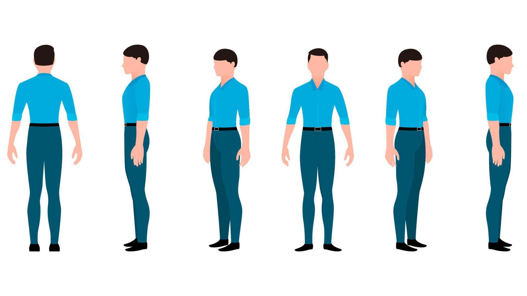 hombre con ropa formal, hombre con camisa y pantalones formales, ilustración de vector de conjunto de caracteres de negocios sobre fondo blanco.