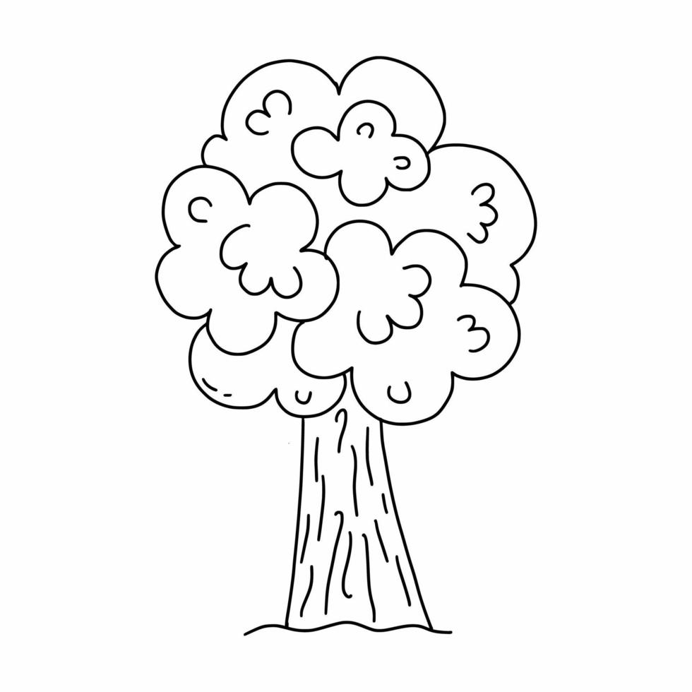 Doodle style tree. Vector illustration. Coloring book for kids.