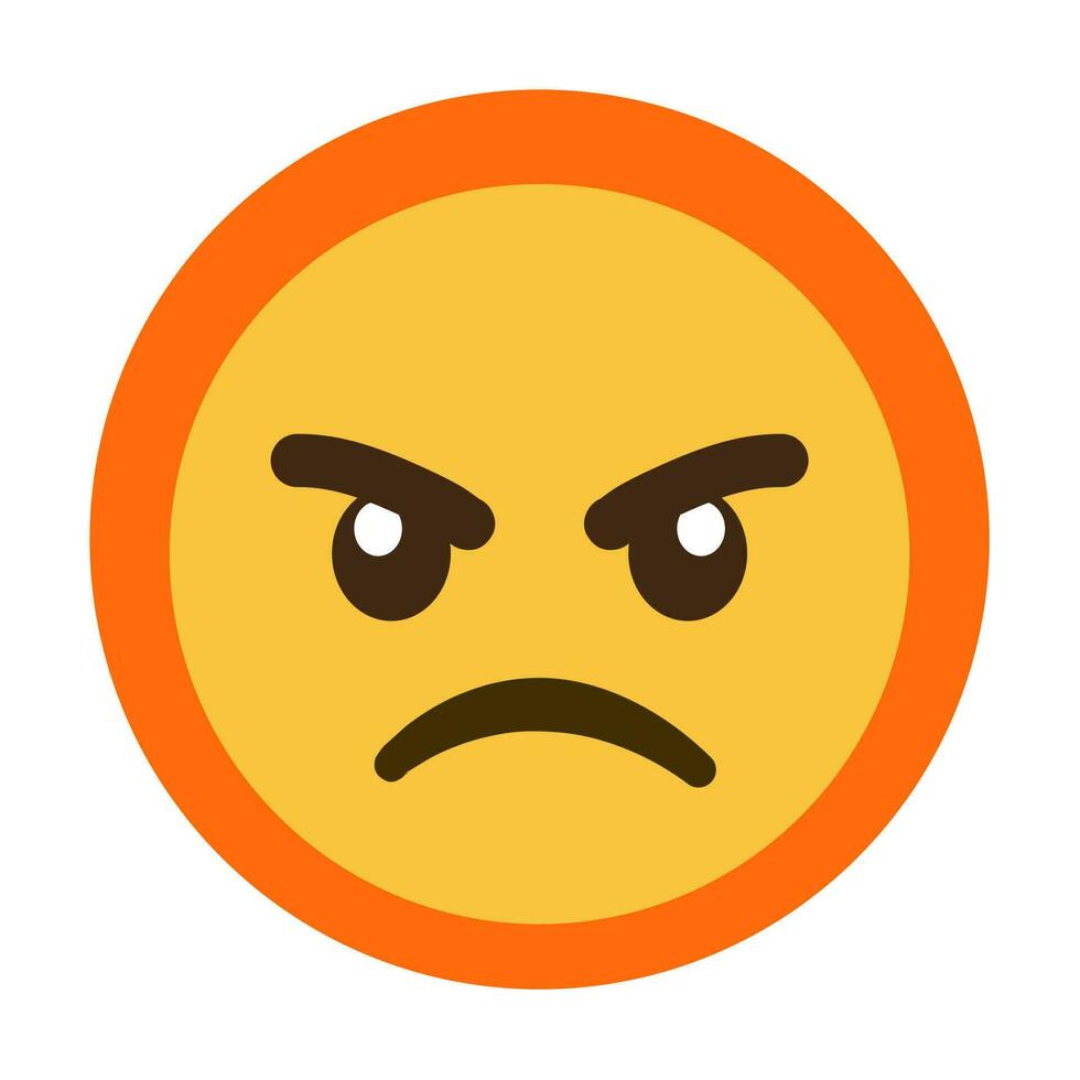 An angry or dissatisfied face emoji. vector