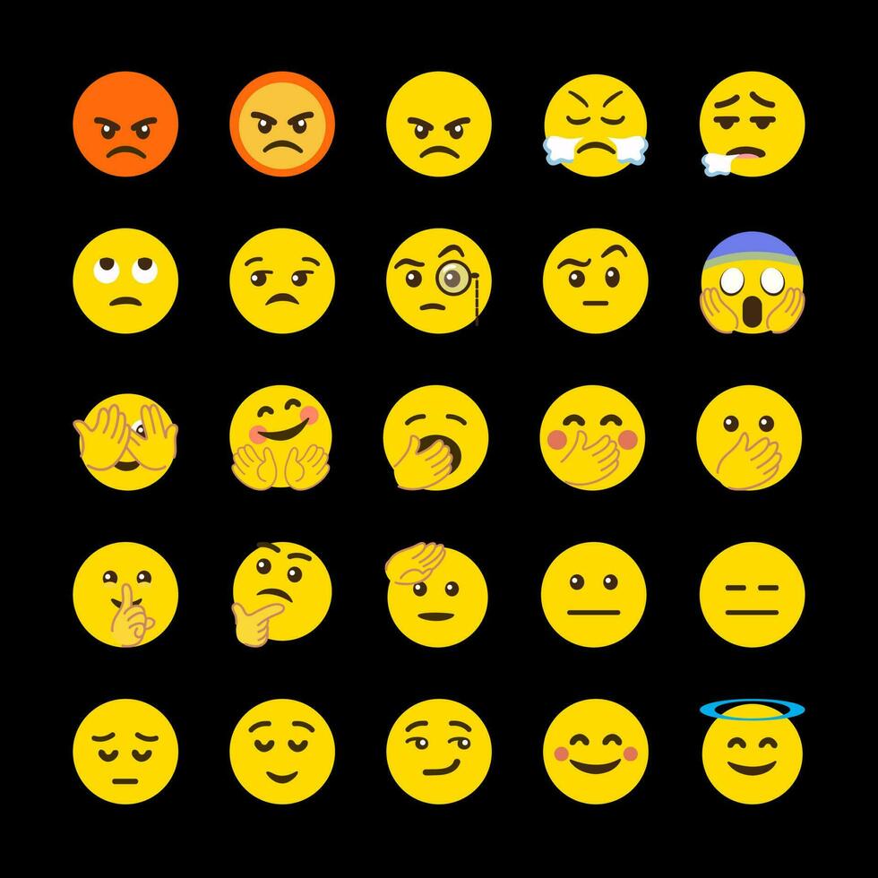 Vector emojis combine a variety of chat emotions.