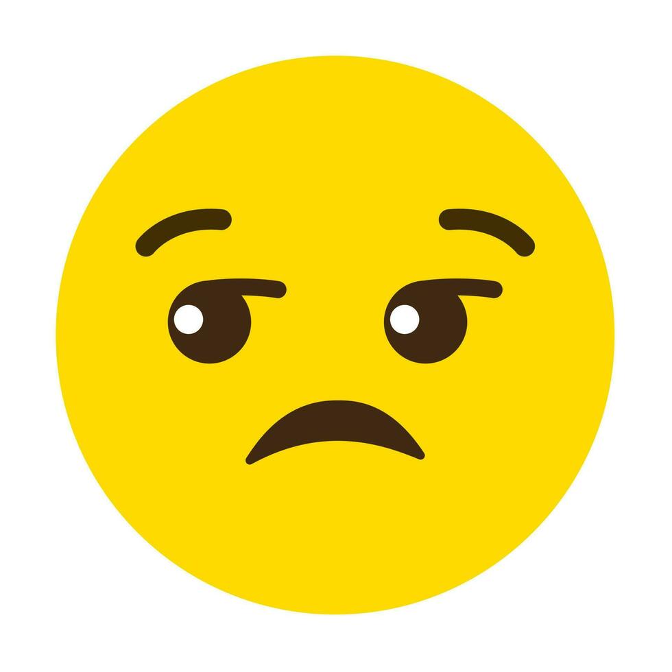 An angry or dissatisfied face emoji. vector