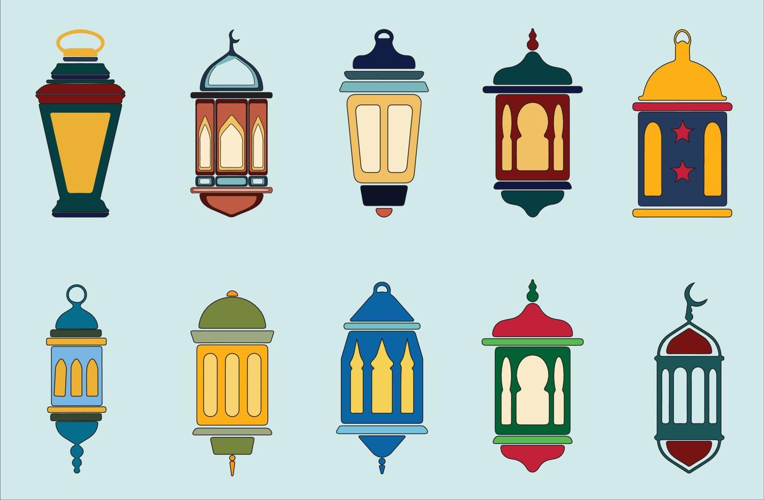 colorful ramadan lanterns vector