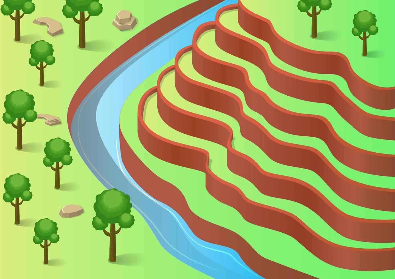 terrace farming land vector