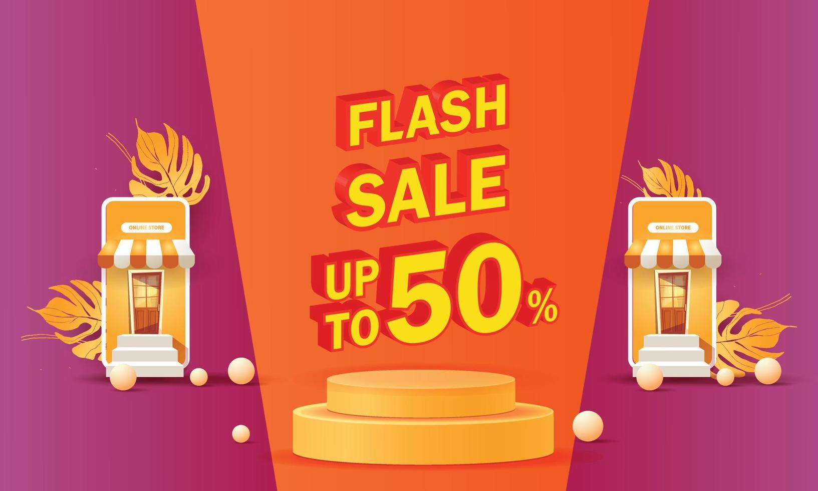 flash y gran venta en banner de teléfono compras web publicidad en línea precio de descuento minorista vector