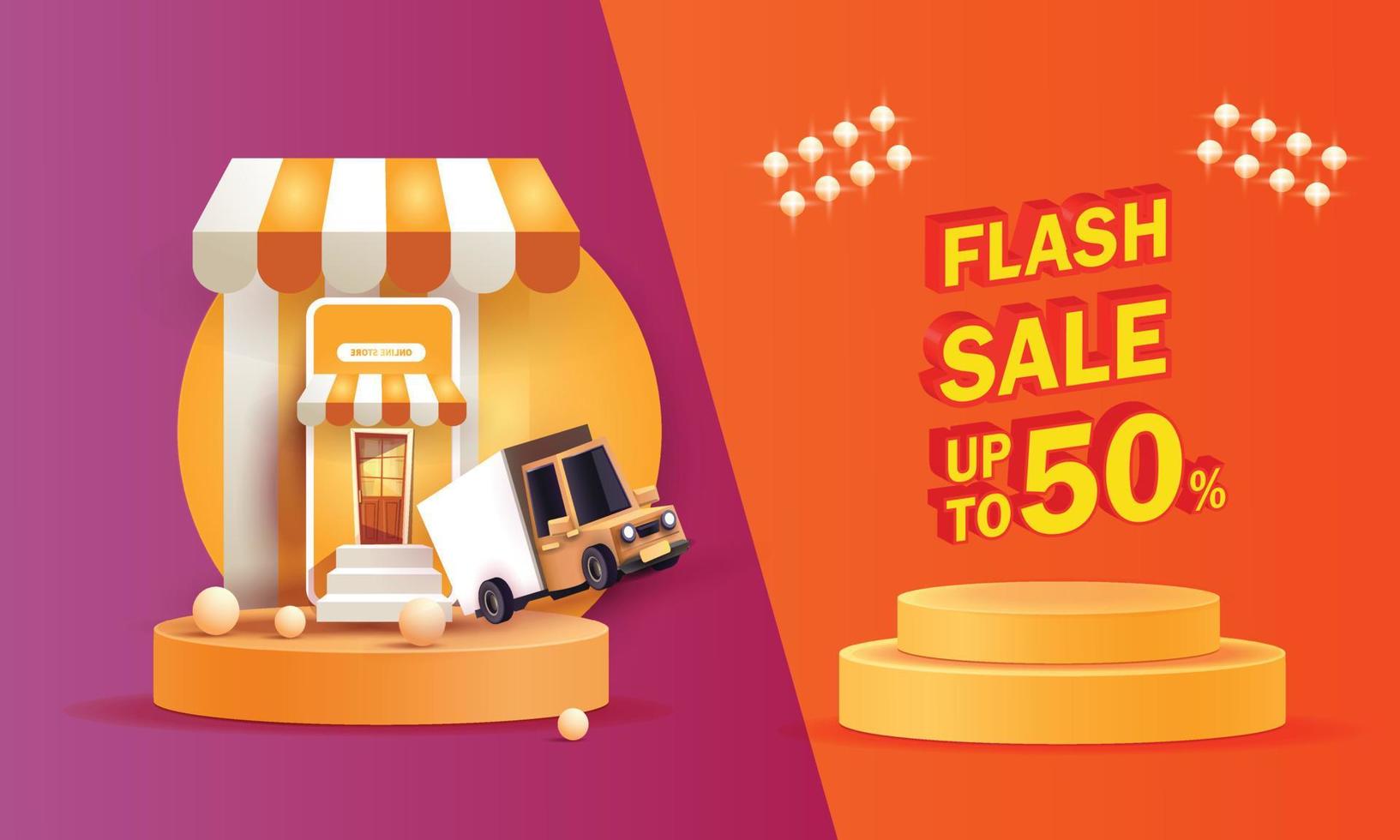 flash y gran venta en banner de teléfono compras web publicidad en línea precio de descuento minorista vector