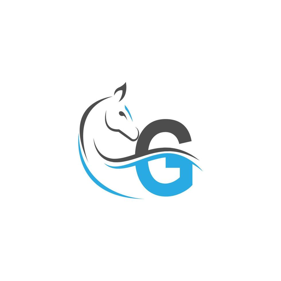 Letter G icon logo with horse illustration design vector