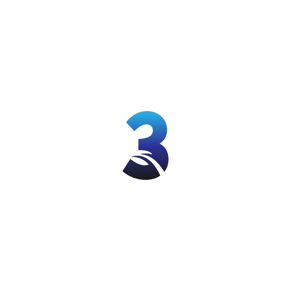 Number 3 logo design business template icon vector