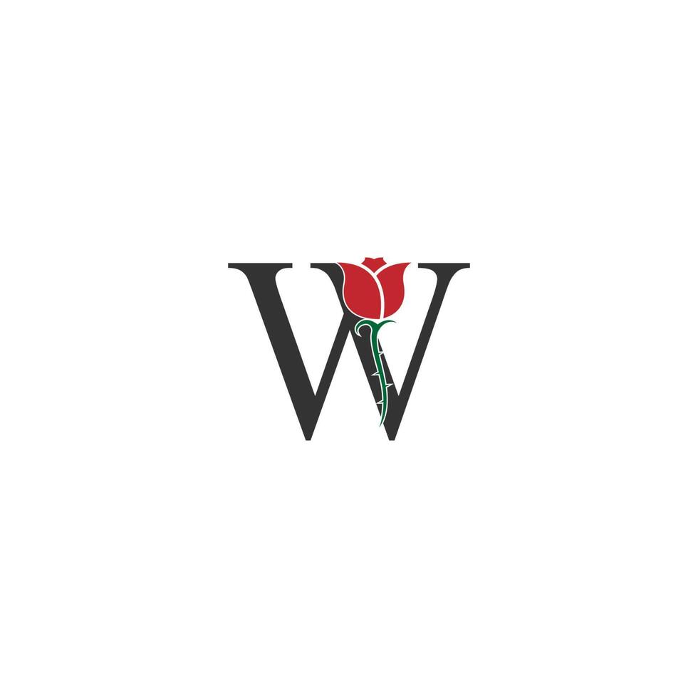 Letter W logo icon with rose design vector