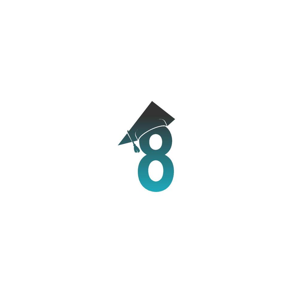 Number 8 logo icon with graduation hat design vector