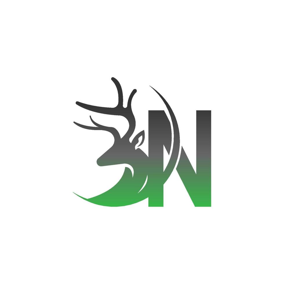 logotipo de icono de letra n con diseño de ilustración de ciervo vector