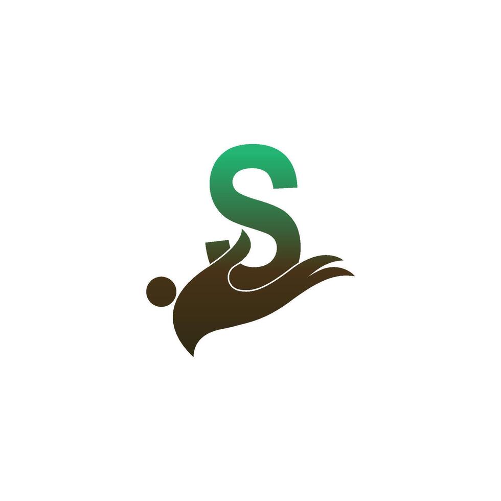 Letter S logo icon with people hand design symbol template vector