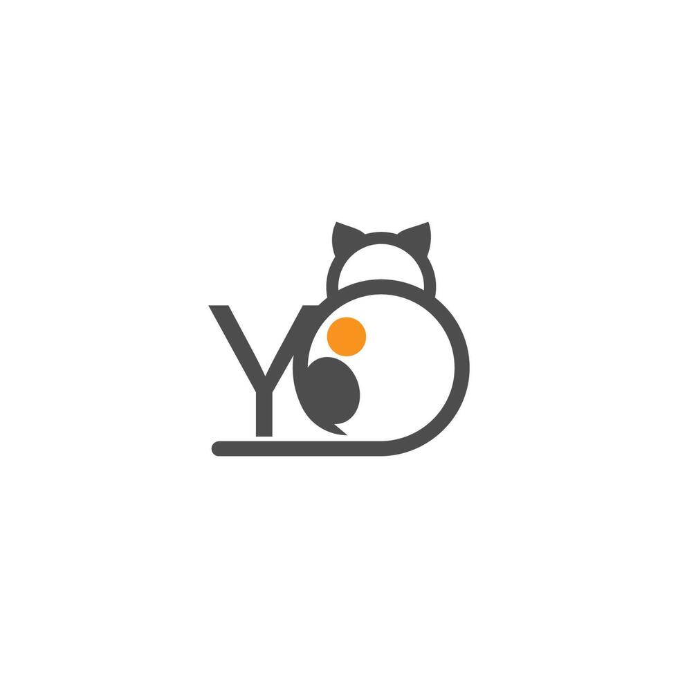 logotipo de icono de gato con vector de diseño de plantilla de letra y