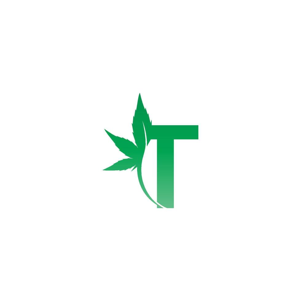 Letter T logo icon with cannabis leaf design vector