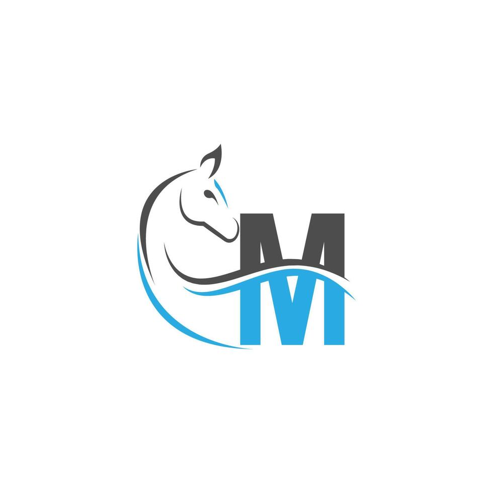 Letter M icon logo with horse illustration design vector