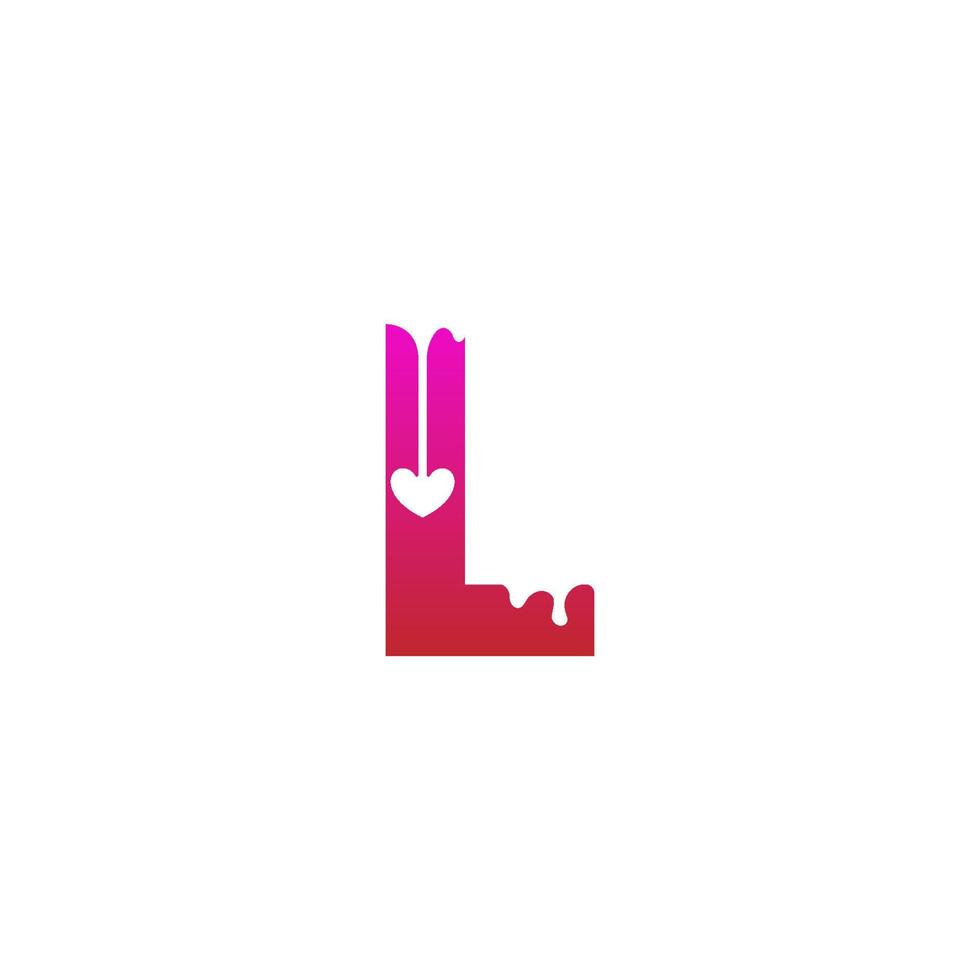 Letter L logo icon with melting love symbol design template vector