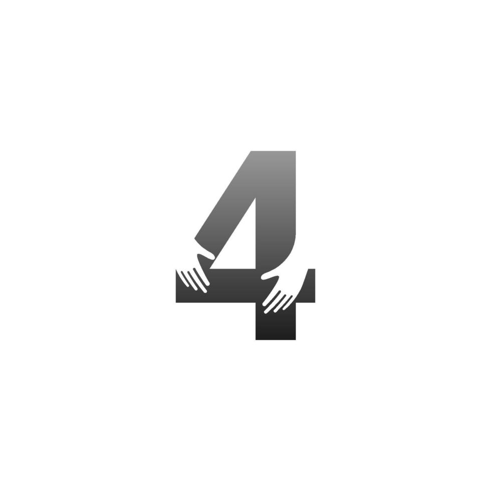 icono del logotipo número 4 con plantilla de símbolo de diseño de mano vector